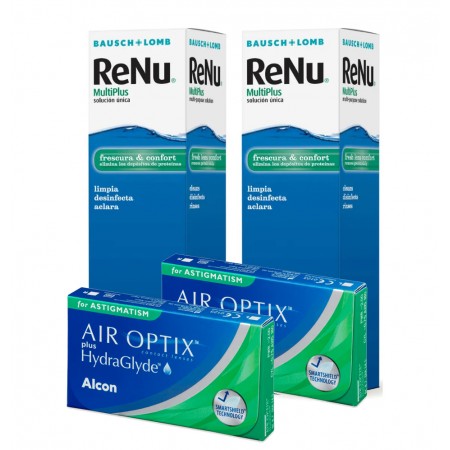  Pack Air Optix HydraGlyde Astig Renu Multiplus